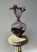 Plaster Of Paris Vessel In Shades Of Burgundy