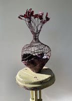 Plaster Of Paris Vessel In Shades Of Burgundy