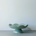 Scalloped Pedestal Bowl - Sage Green