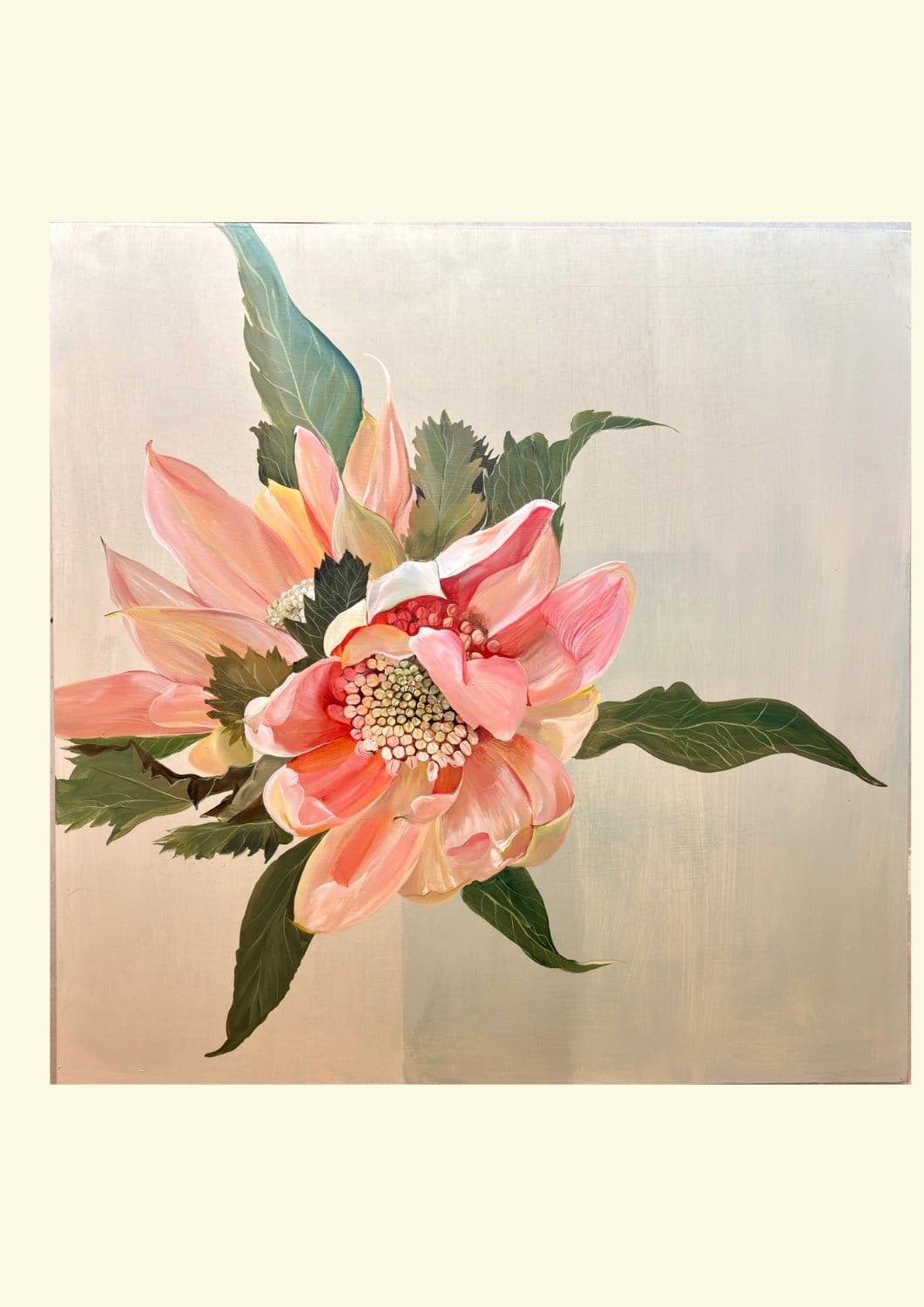 Waratah On Sage-Original Art-Nay Bellamy-Greenhouse Interiors Pty Ltd