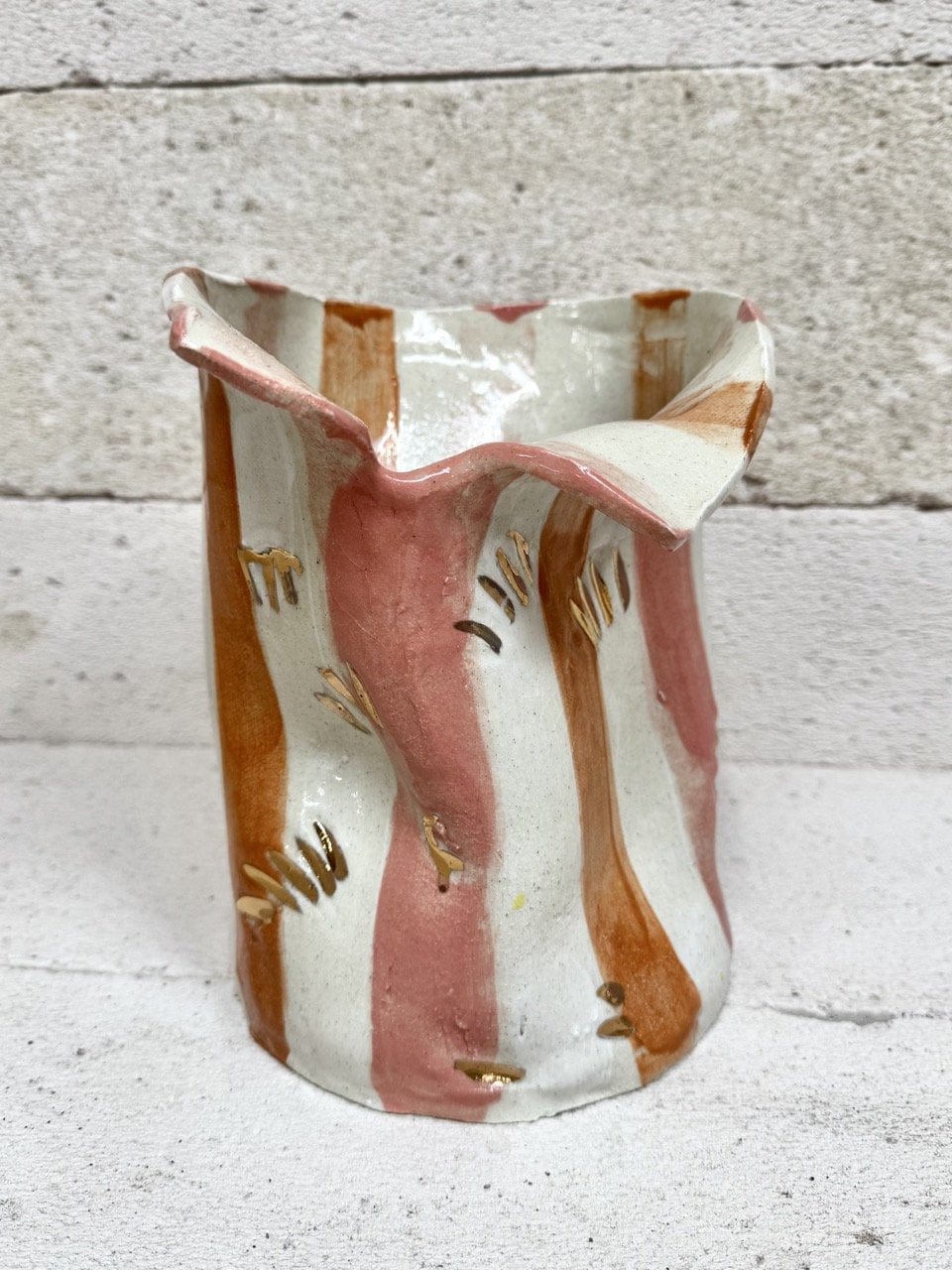 Mid Crush Vase - 'Gold Dusty Copper Stripe'