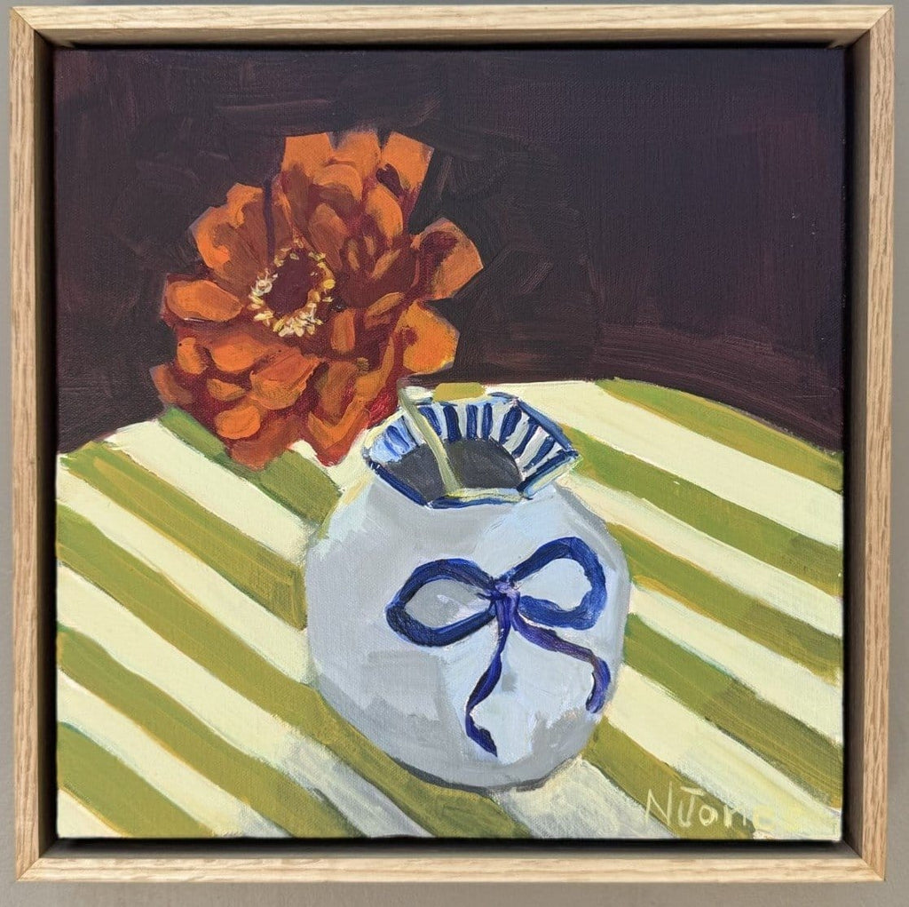 Striped Zinnia - Original Art-Original Art-Nicola Jones-Greenhouse Interiors Pty Ltd