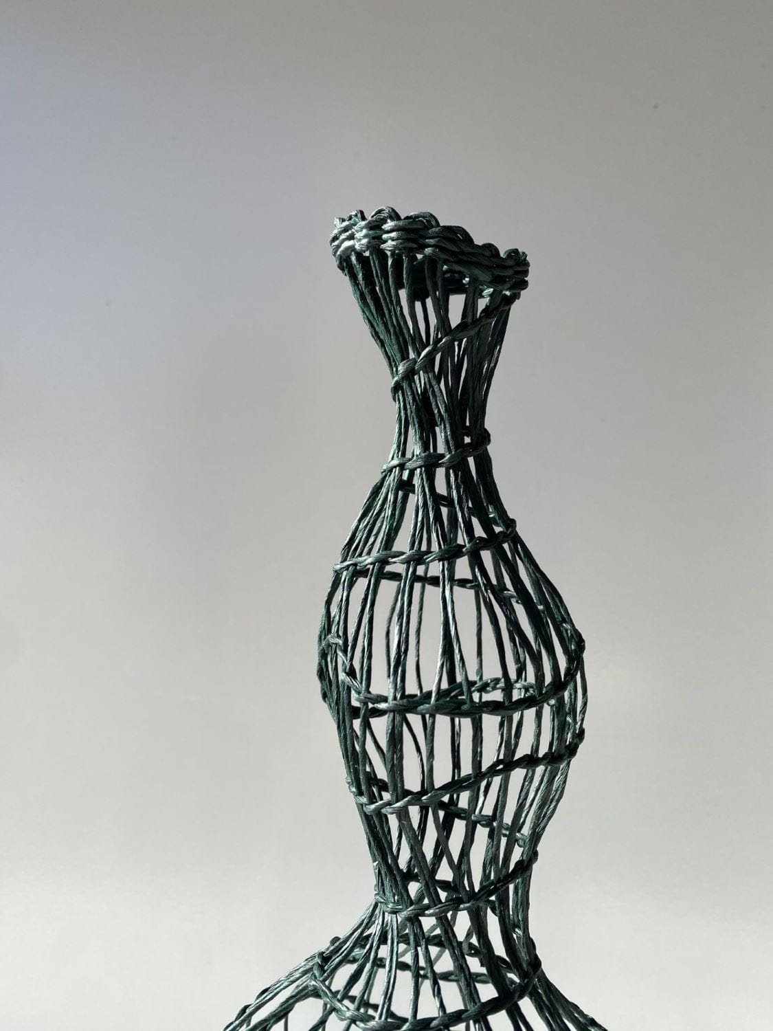 Woven Vase In Dark Green