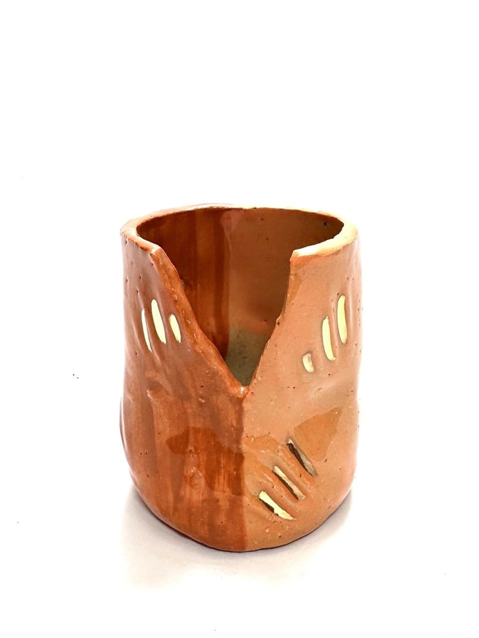 Short Crush Vase 'Copper / Coral Gold'-Ceramics-Lauren Barton-Greenhouse Interiors Pty Ltd