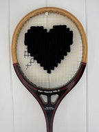 Vintage Squash Racquet Wall Art - Black Heart