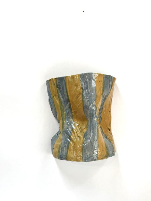Mid Crush Wall Vase 'Grass Steel Stripe'