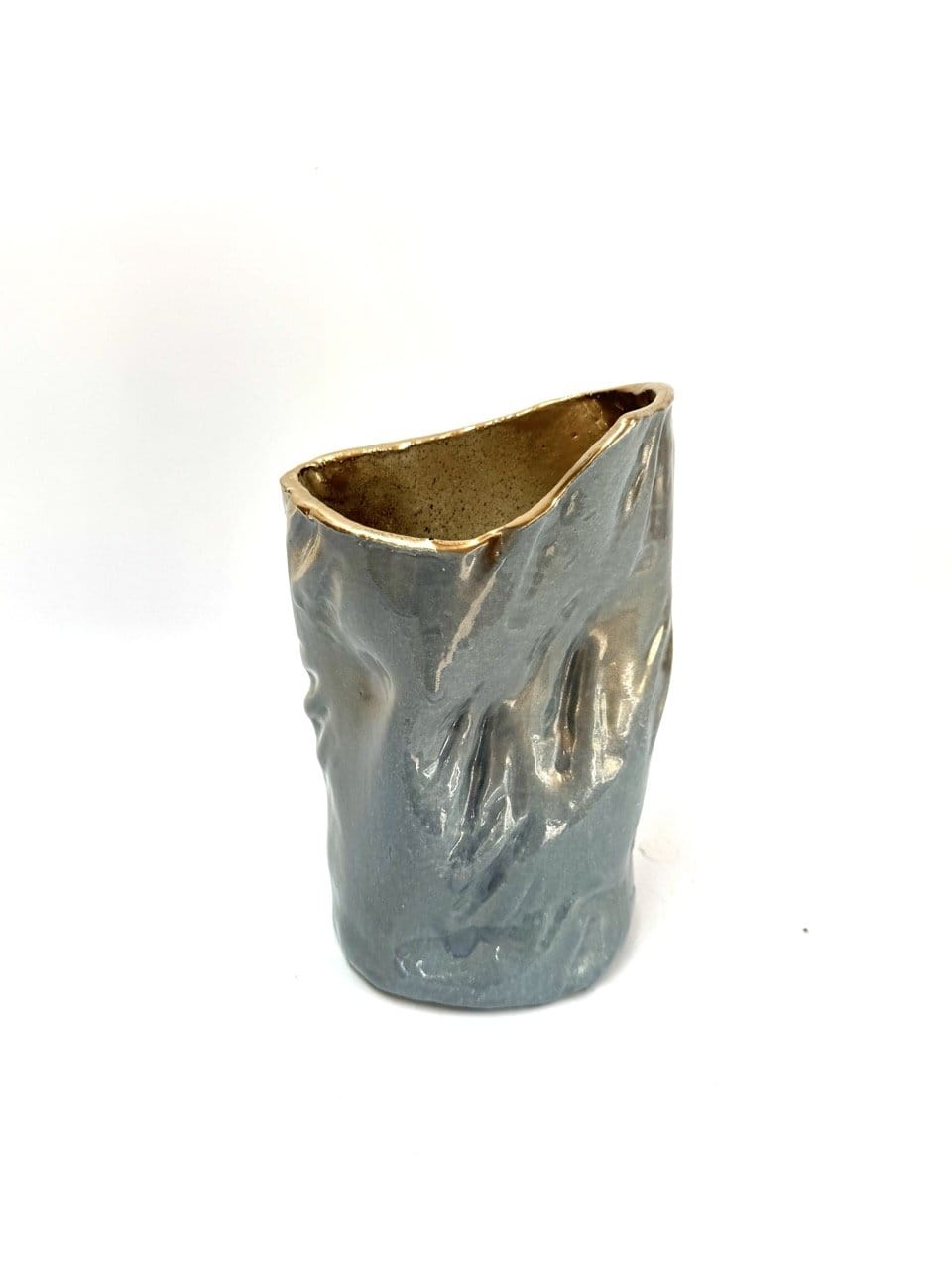 Skinny Crush Vase 'Gold Steel'