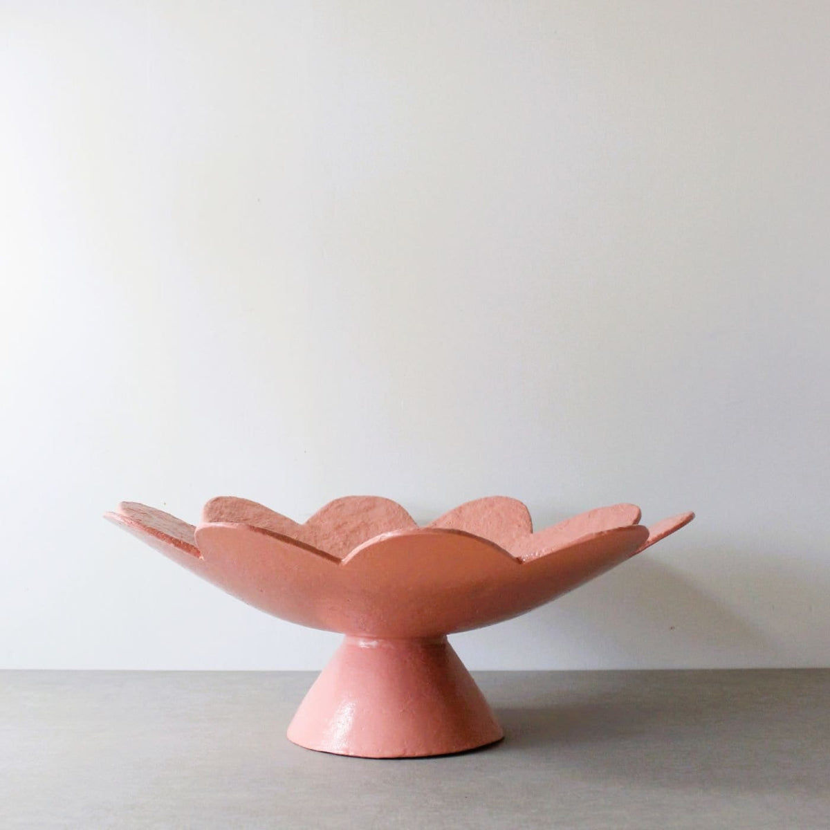 Scalloped Pedestal Bowl - Sunset Peach