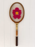 Vintage Tennis Racquet Wall Art - Pink Flower