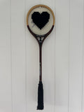 Vintage Squash Racquet Wall Art - Black Heart
