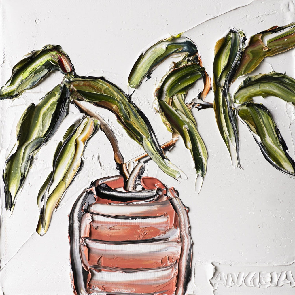 Gum Leaves In Clay Vase  - Original Art