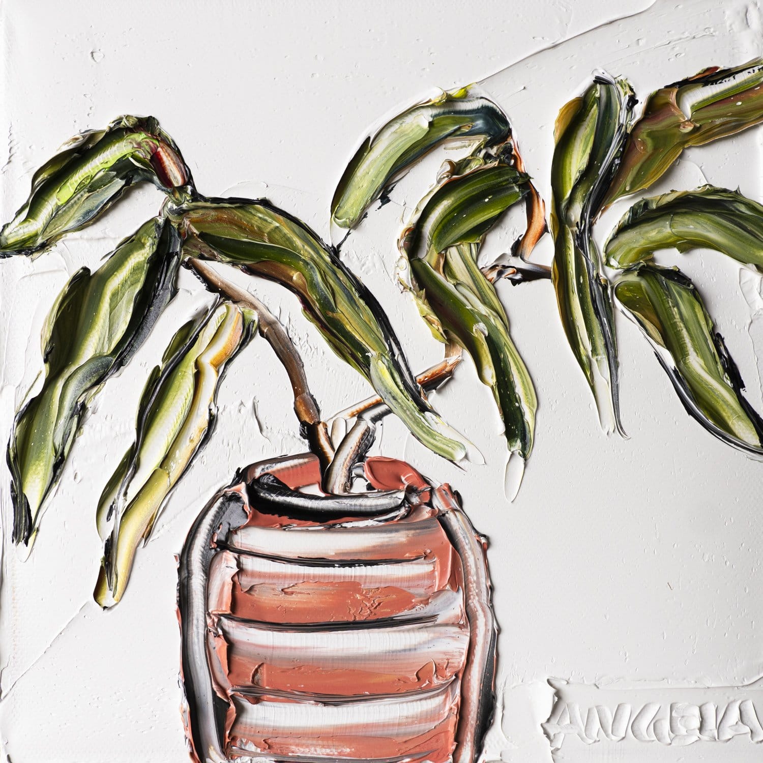 Gum Leaves In Clay Vase  - Original Art