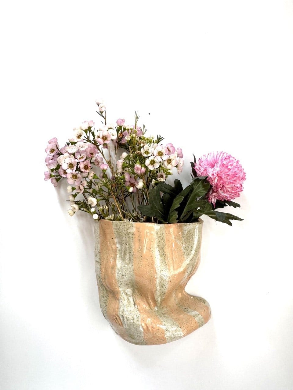 Mid Crush Wall Vase 'Blush White Stripe'