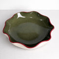 Olive Green Bowl With A Burgundy Rim-Ceramics-Formantics-Greenhouse Interiors Pty Ltd