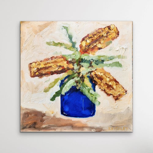Banksia In Blue Glass - Original Art