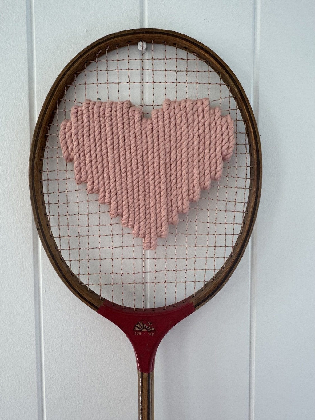 Vintage Badminton Racquet With Woven Heart - Blush