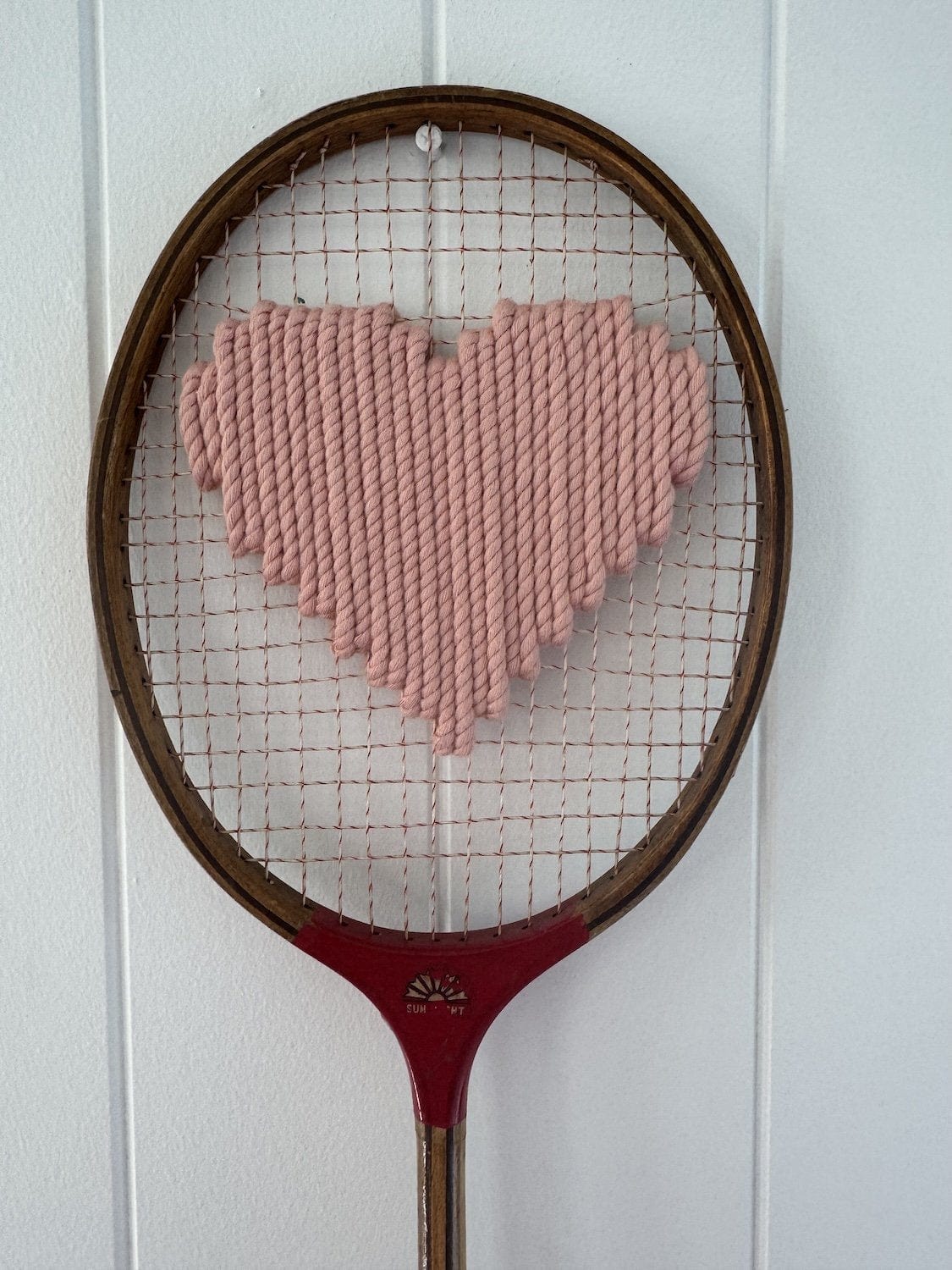 Vintage Badminton Racquet With Woven Heart - Blush