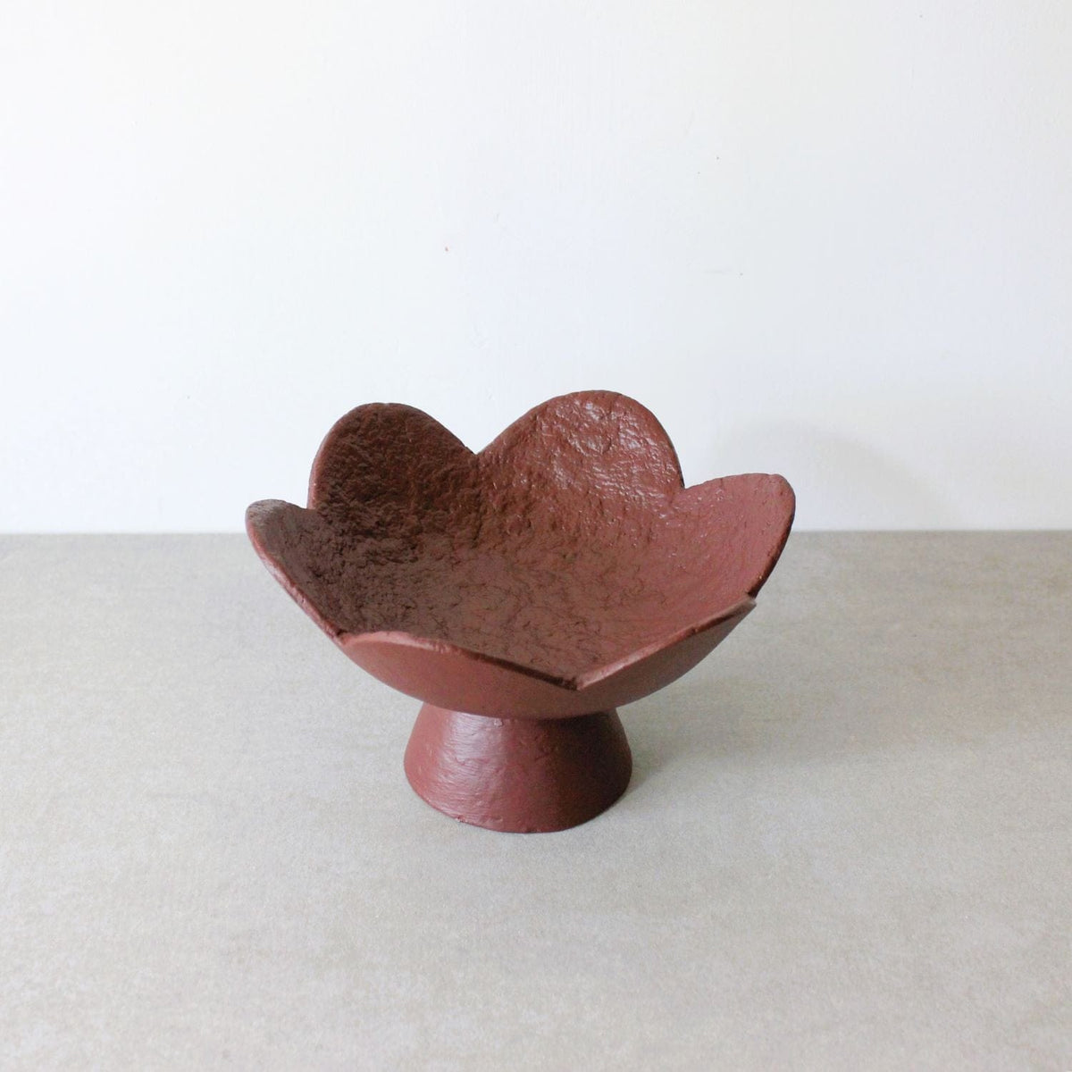 Scalloped Pedestal Bowl - Burnt Sienna