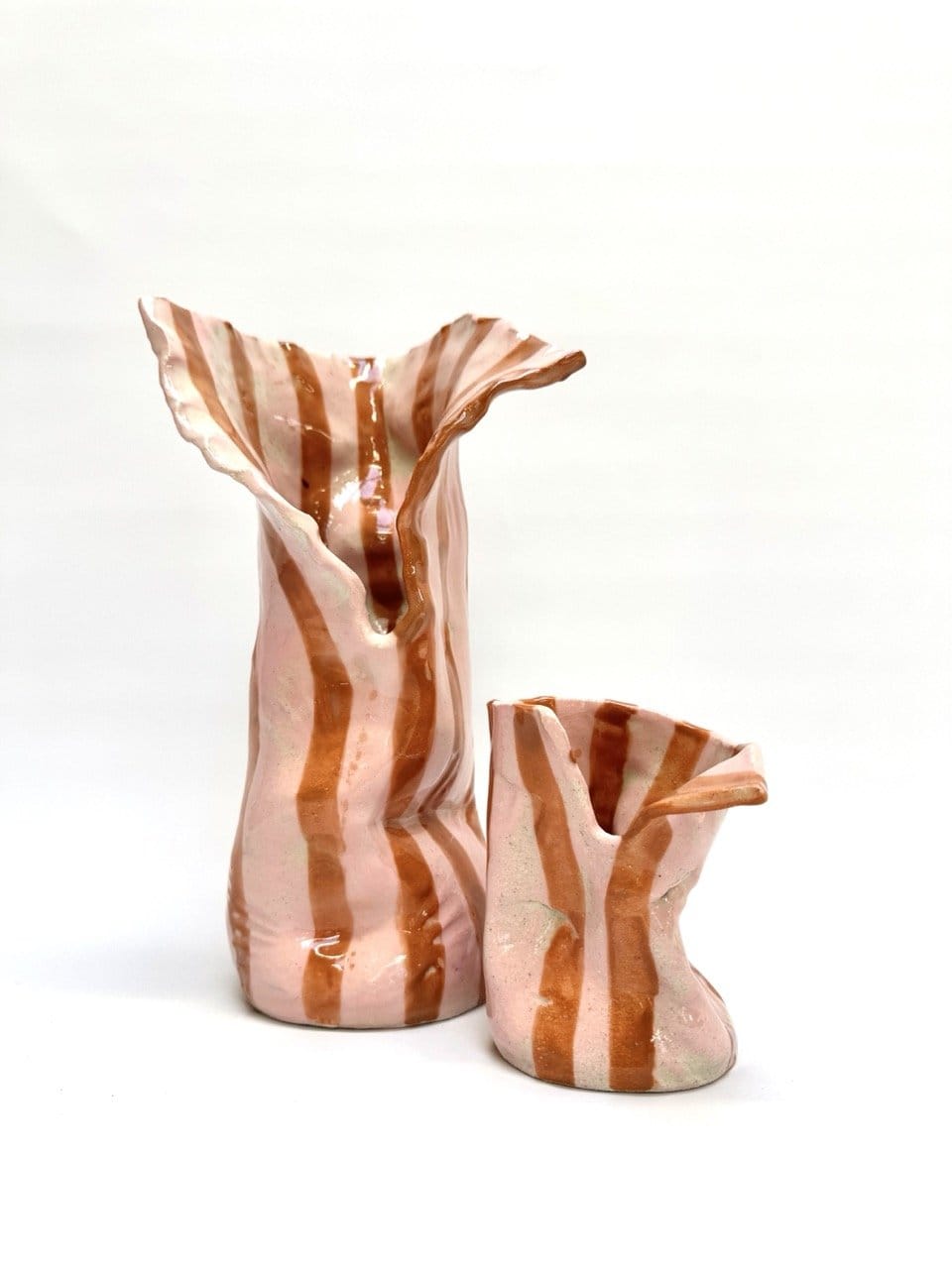 Skinny Crush Vase 'Pink Copper Stripe'