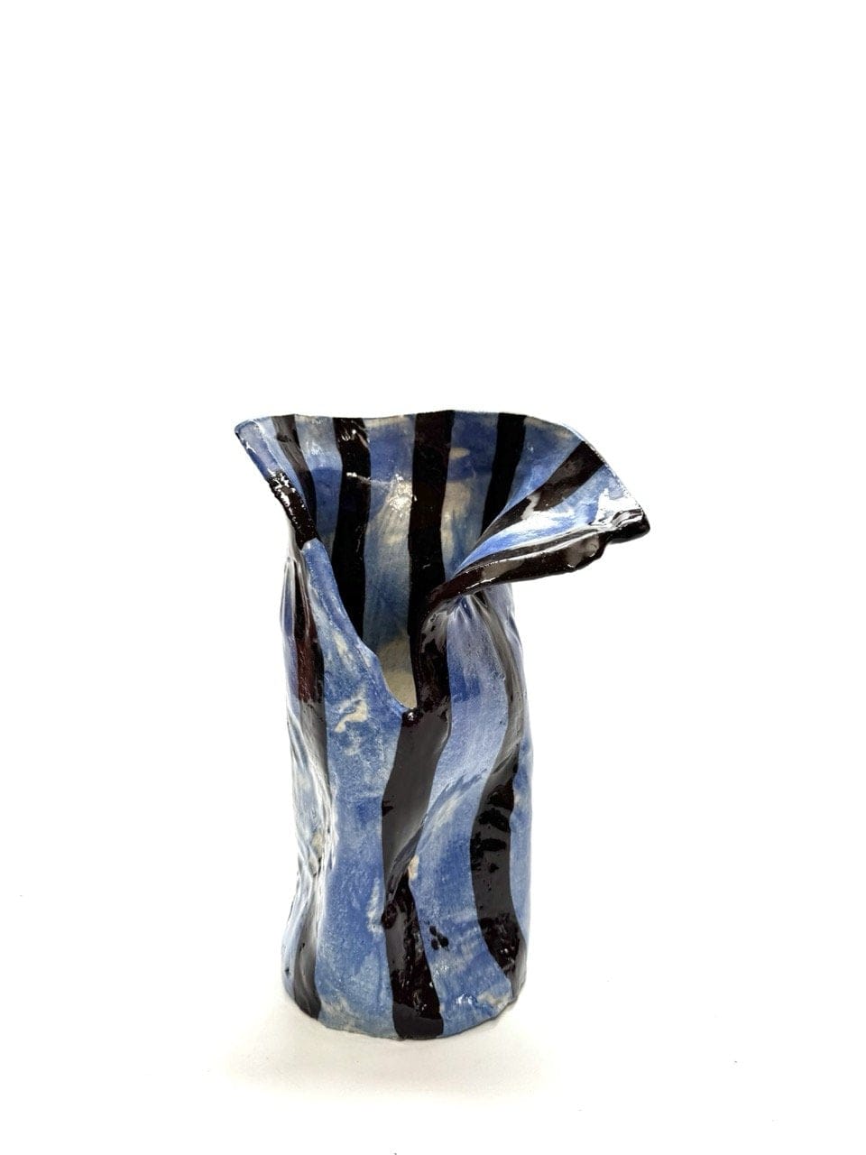 Skinny Crush Vase 'Blue + Chocolate'-Ceramics-Lauren Barton-Greenhouse Interiors Pty Ltd