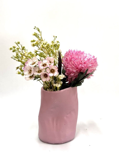 Short Crush Vase 'Matt Pink'