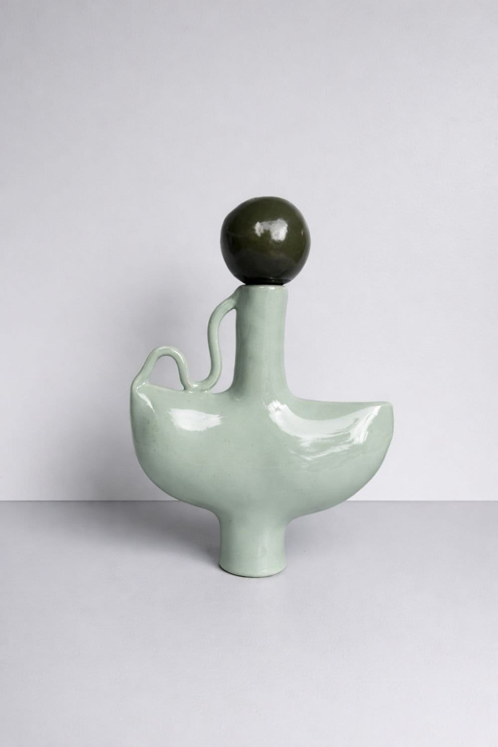 Tiny Dancer In Green With An Olive Green Stopper-Ceramics-Formantics-Greenhouse Interiors Pty Ltd