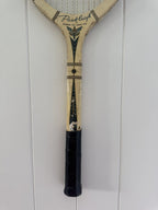 Vintage Tennis Racquet Wall Hanging With Woven Heart - Green-Wall Hangings-What A Racquet-Greenhouse Interiors Pty Ltd