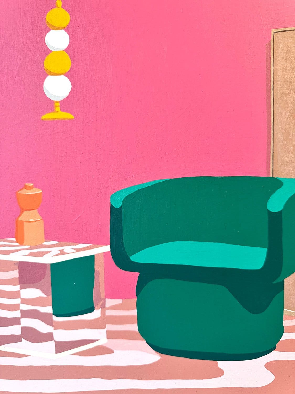 Green Chair Orange Vase - Original Artwork