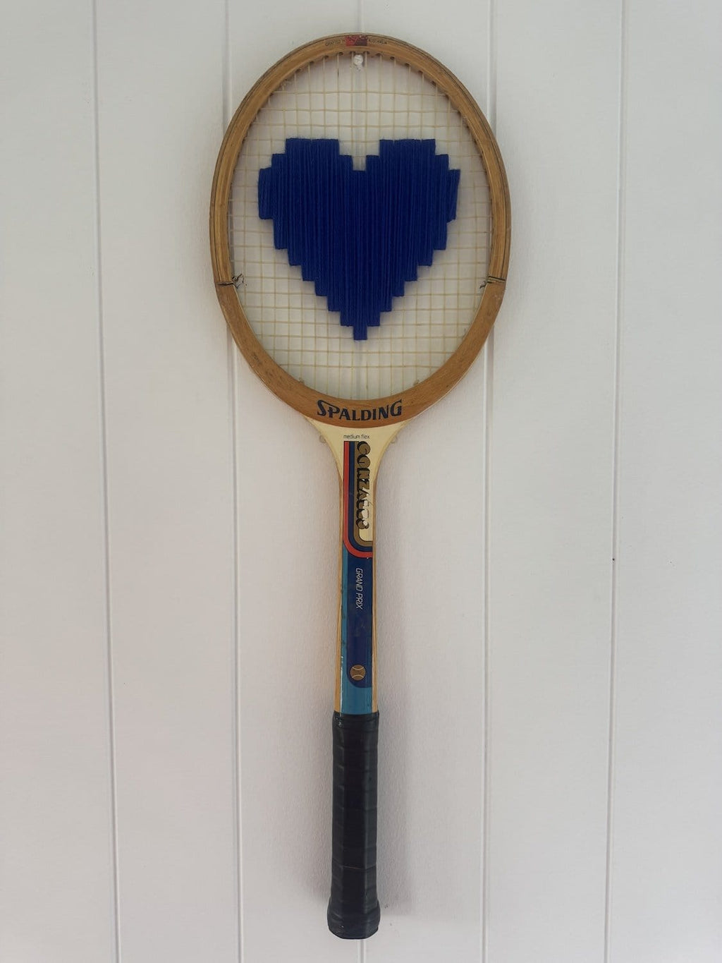 Vintage Tennis Racquet Wall Art - Blue Heart