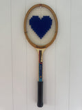 Vintage Tennis Racquet Wall Art - Blue Heart