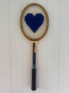 Vintage Tennis Racquet Wall Art - Blue Heart