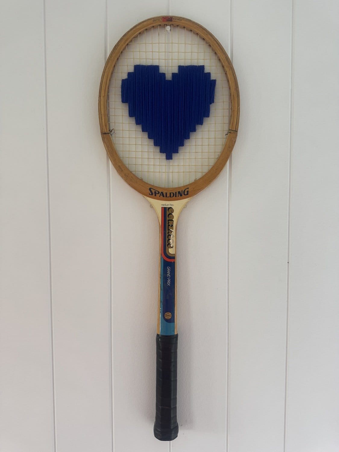 Vintage Tennis Racquet Wall Art - Blue Heart