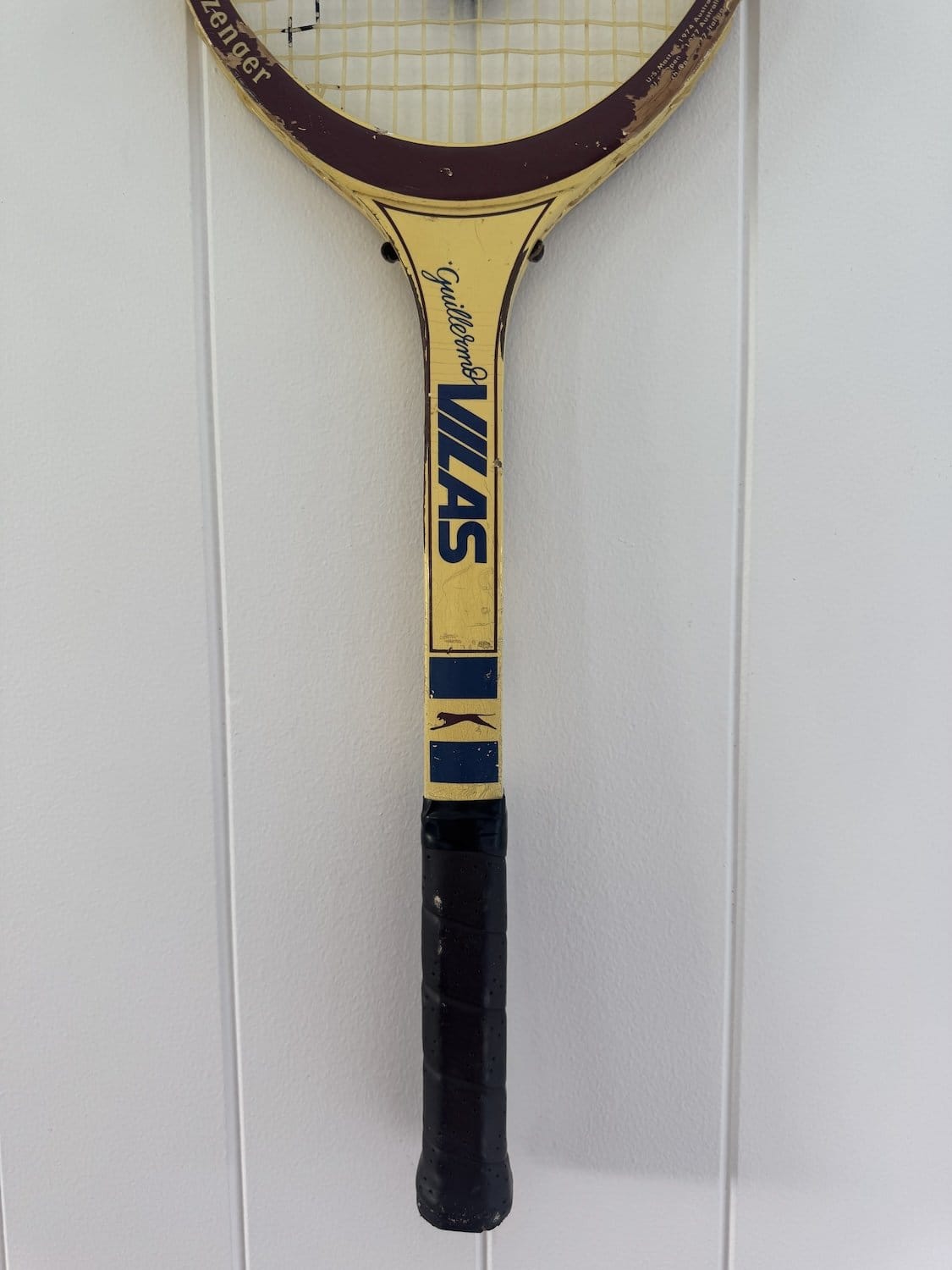 Vintage Tennis Racquet Wall Hanging With Woven Heart - Dark Navy-Wall Hangings-What A Racquet-Greenhouse Interiors Pty Ltd