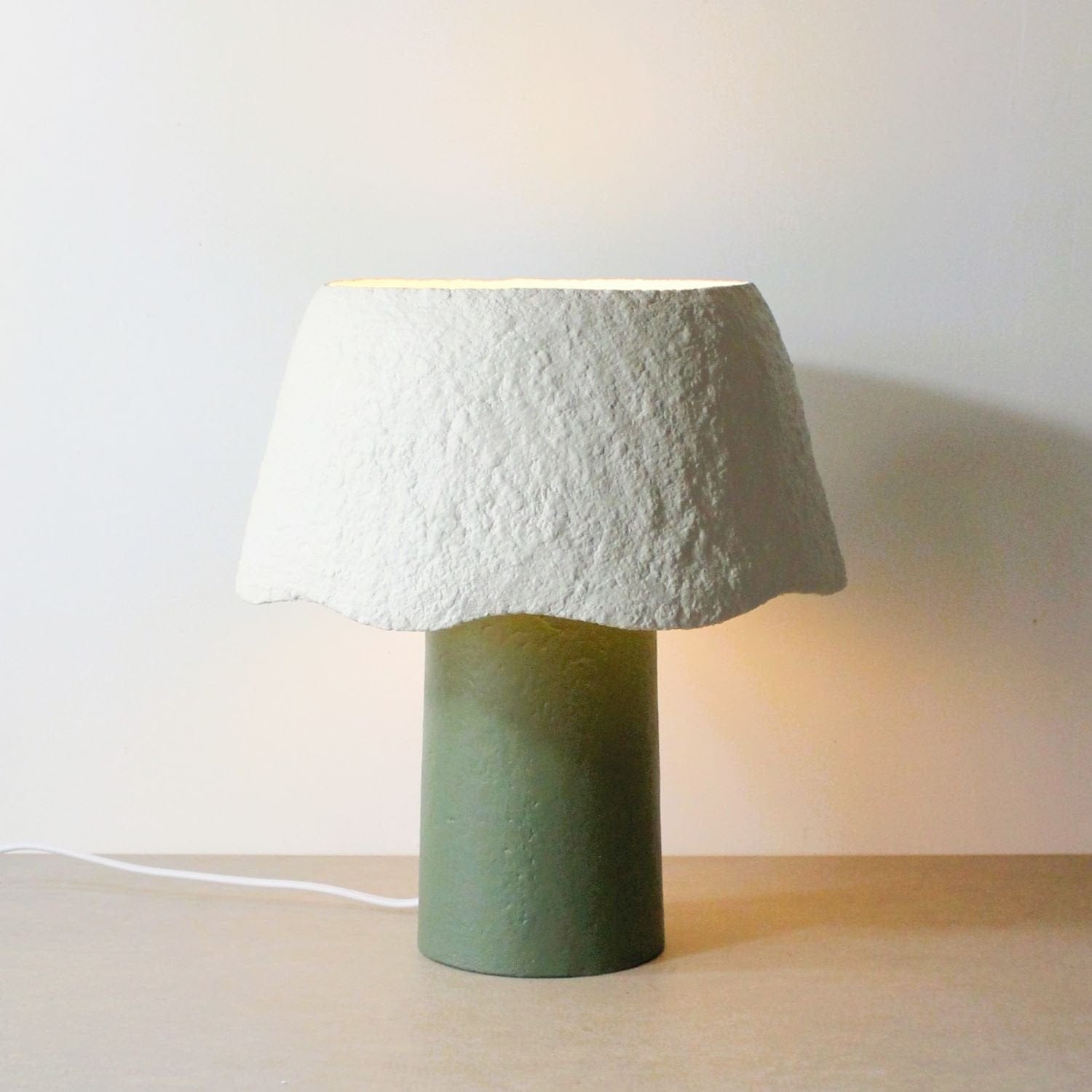 Two Tone Table Lamp - Forest Green / Oatmeal