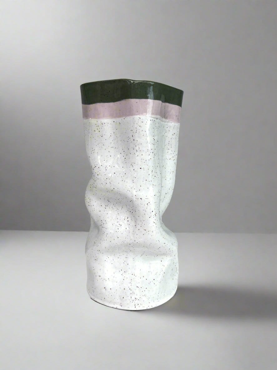 Slouch Vessel In Olive Green And Lilac