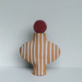 Blue Striped Terracotta Vessel With A Burgundy Stopper-Ceramics-Formantics-Greenhouse Interiors Pty Ltd