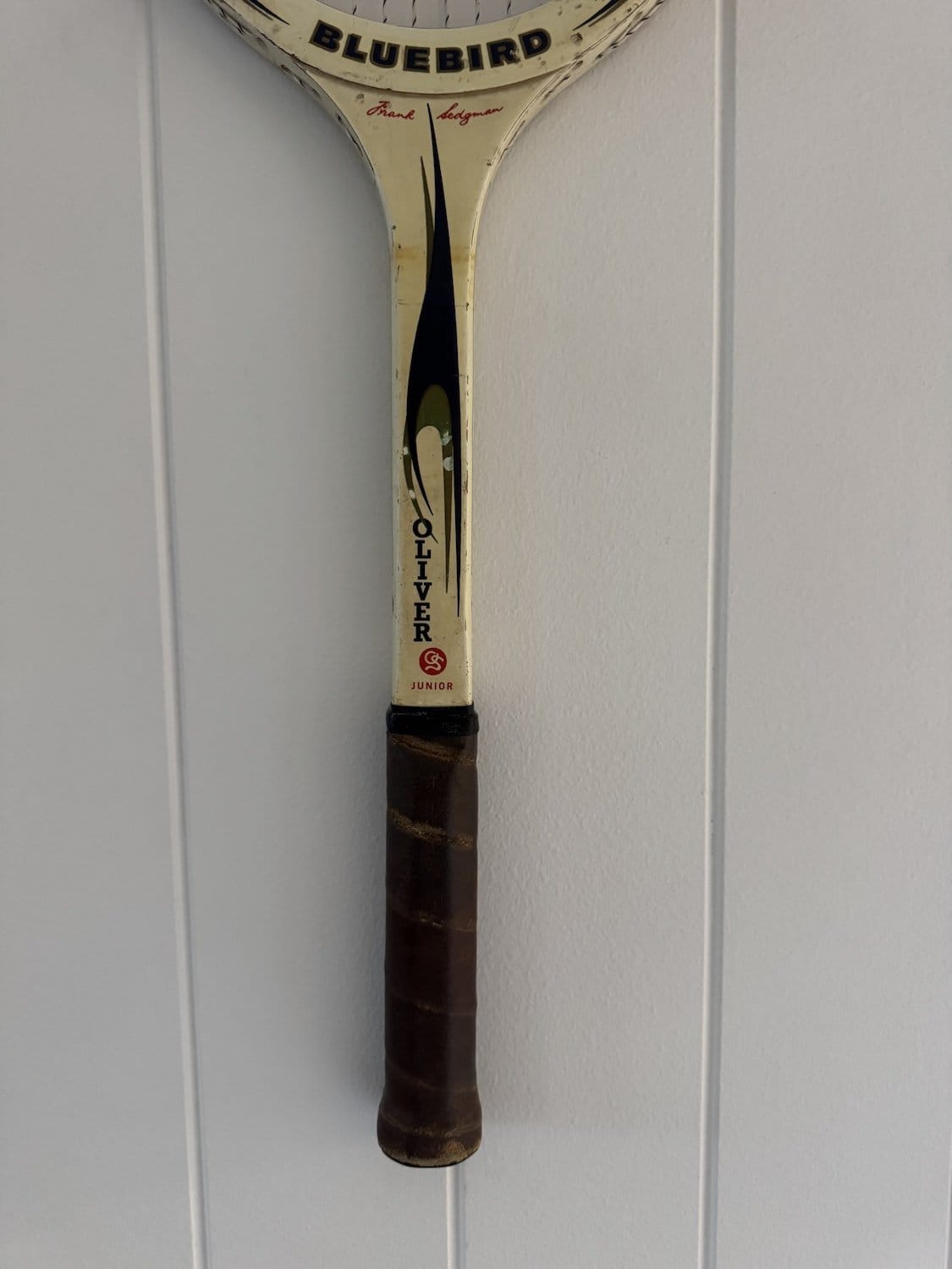 Vintage Tennis Racquet With Navy Blue Woven Heart-Wall Hangings-What A Racquet-Greenhouse Interiors Pty Ltd