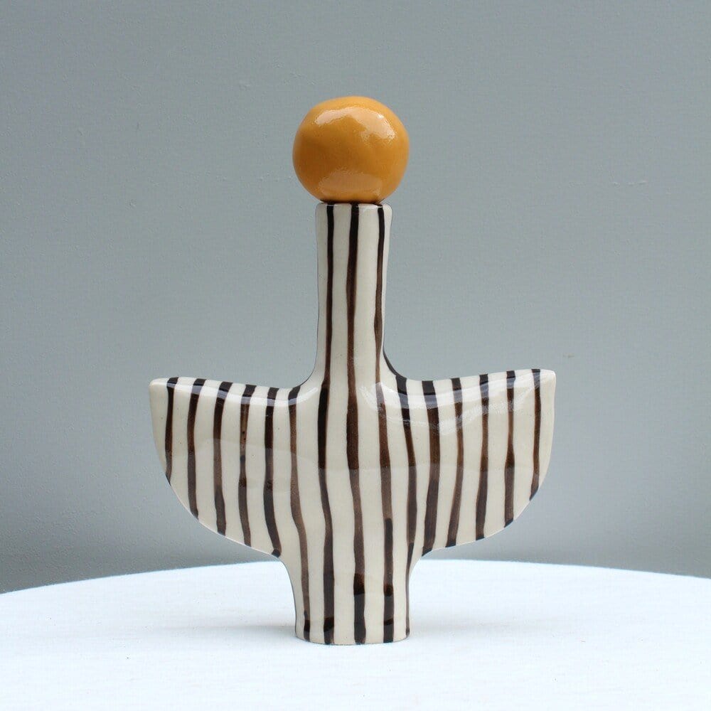 Tiny Dancer With Black And White Stripes And A Mustard Stopper