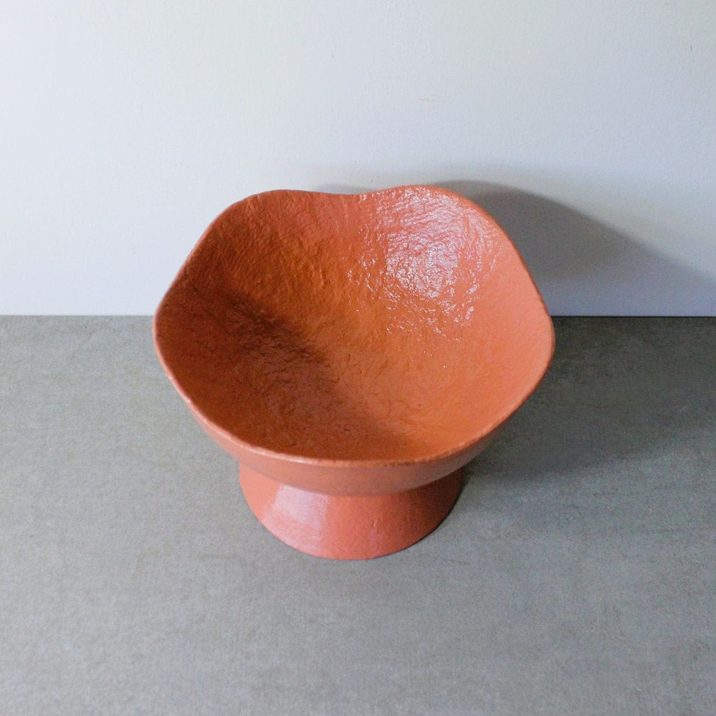 Wavy Pedestal Bowl - Terracotta Peach
