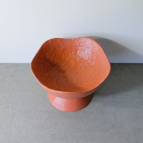 Wavy Pedestal Bowl - Terracotta Peach