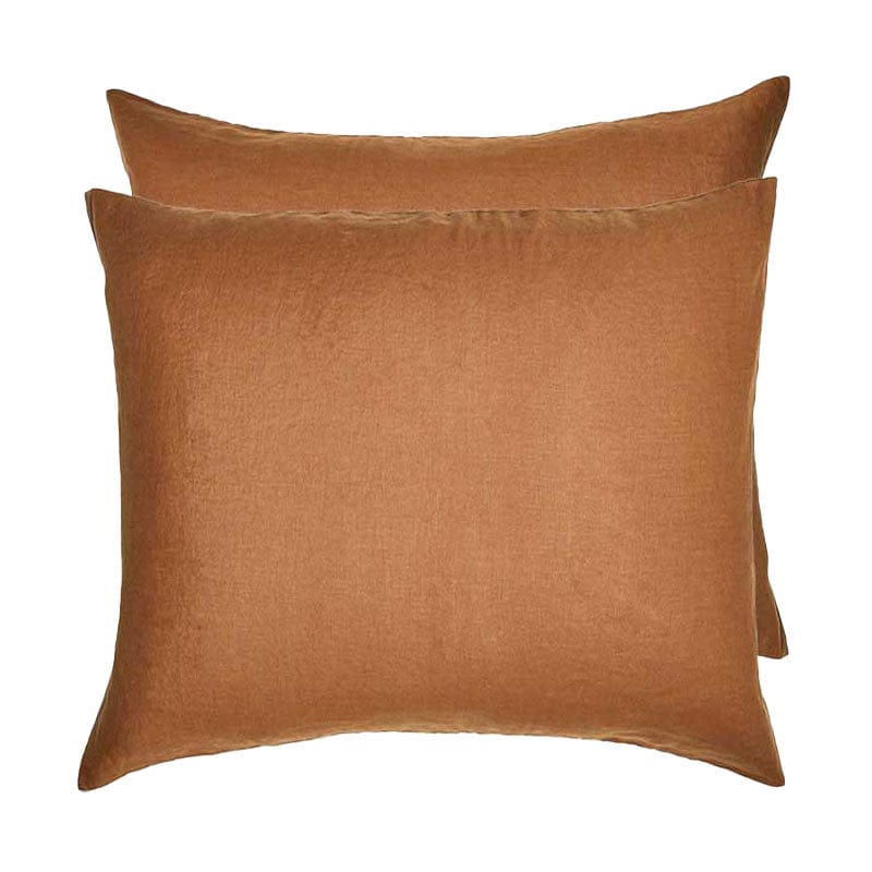 Linen Euro Pillowcase Set - Tobacco