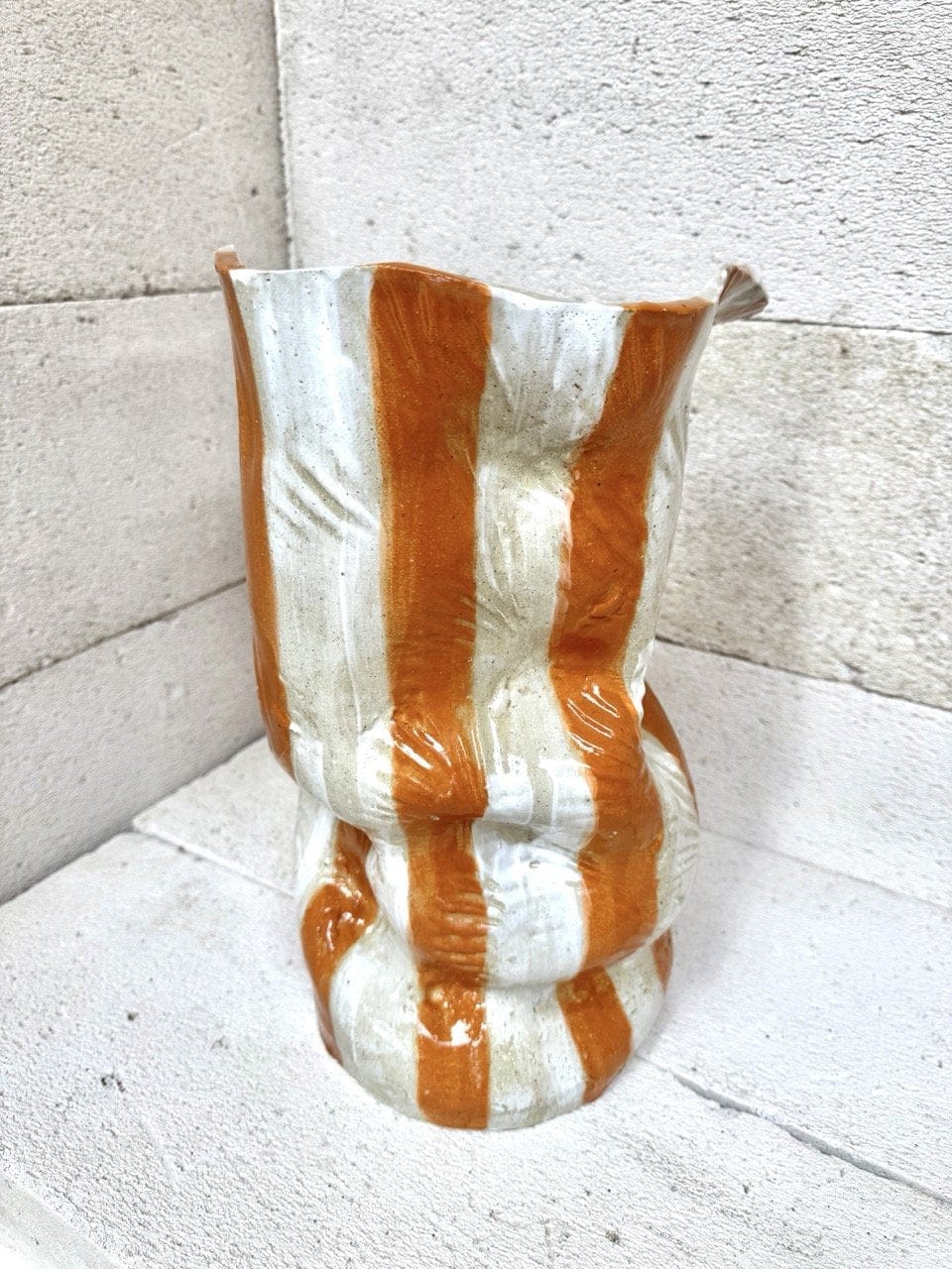 Tall Crush Vase - 'Copper Stripe'