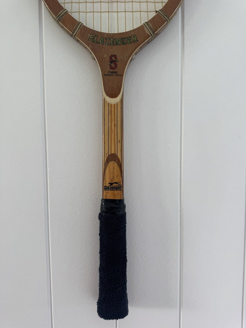 Vintage Tennis Racquet Wall Hanging With Woven Heart - Rosy Red-Wall Hangings-What A Racquet-Greenhouse Interiors Pty Ltd