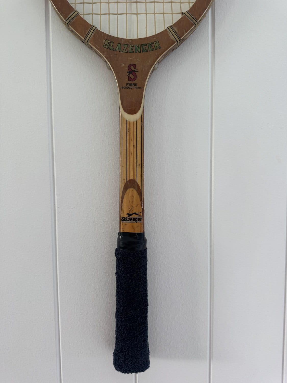 Vintage Tennis Racquet Wall Hanging With Woven Heart - Rosy Red-Wall Hangings-What A Racquet-Greenhouse Interiors Pty Ltd