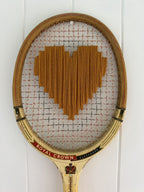 Vintage Tennis Racquet Wall Art - Mustard Heart