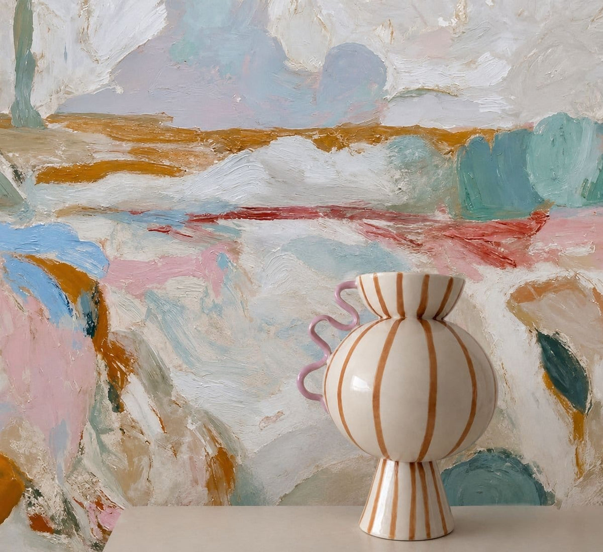 Charlie Brown - Sculptural Vessel With With Light Brown Stripes