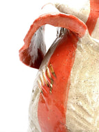 Tall Crush Vase 'Gold Vermillion Stripe'