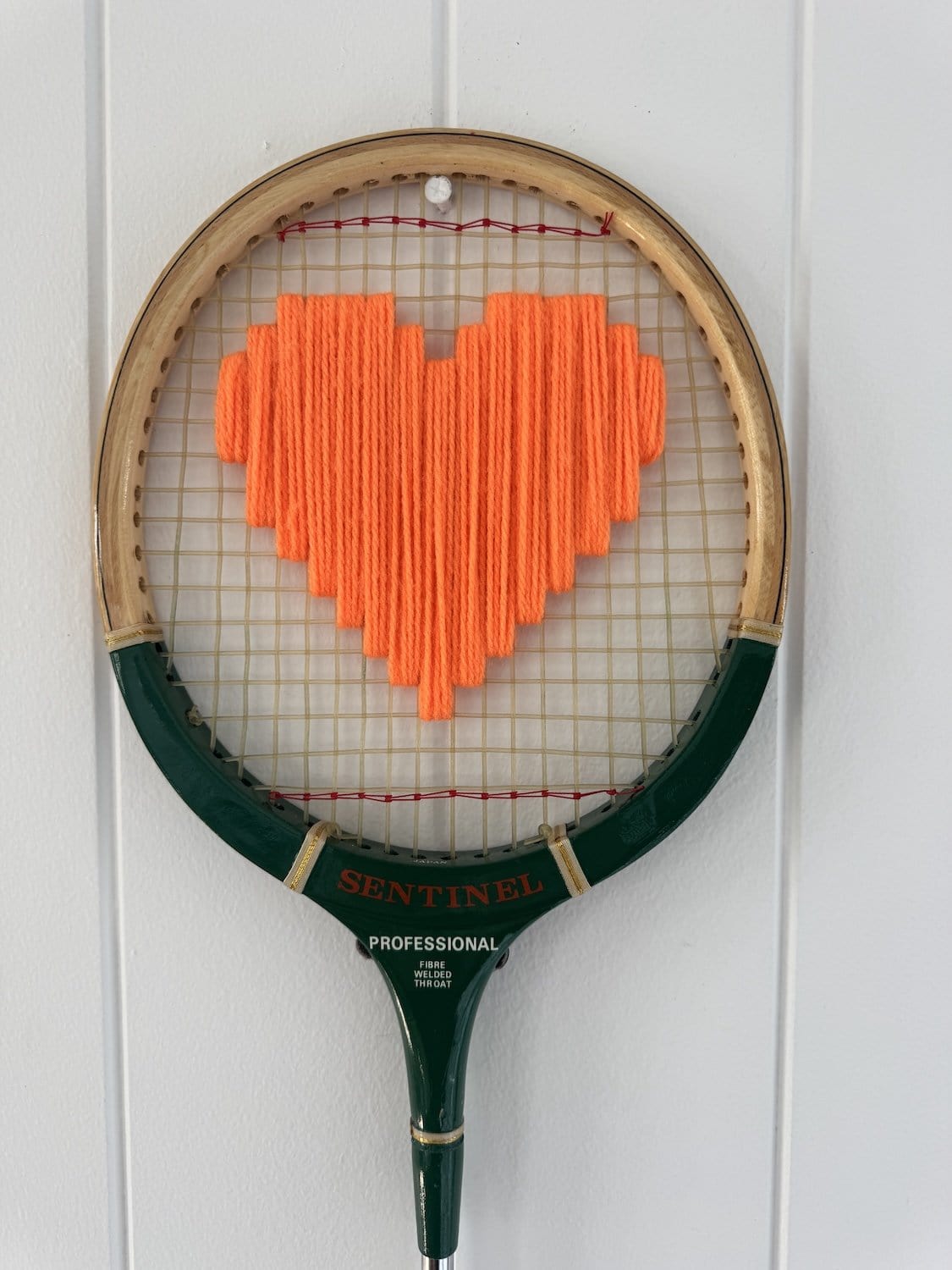 Vintage Squash Racquet With Woven Heart - Orange