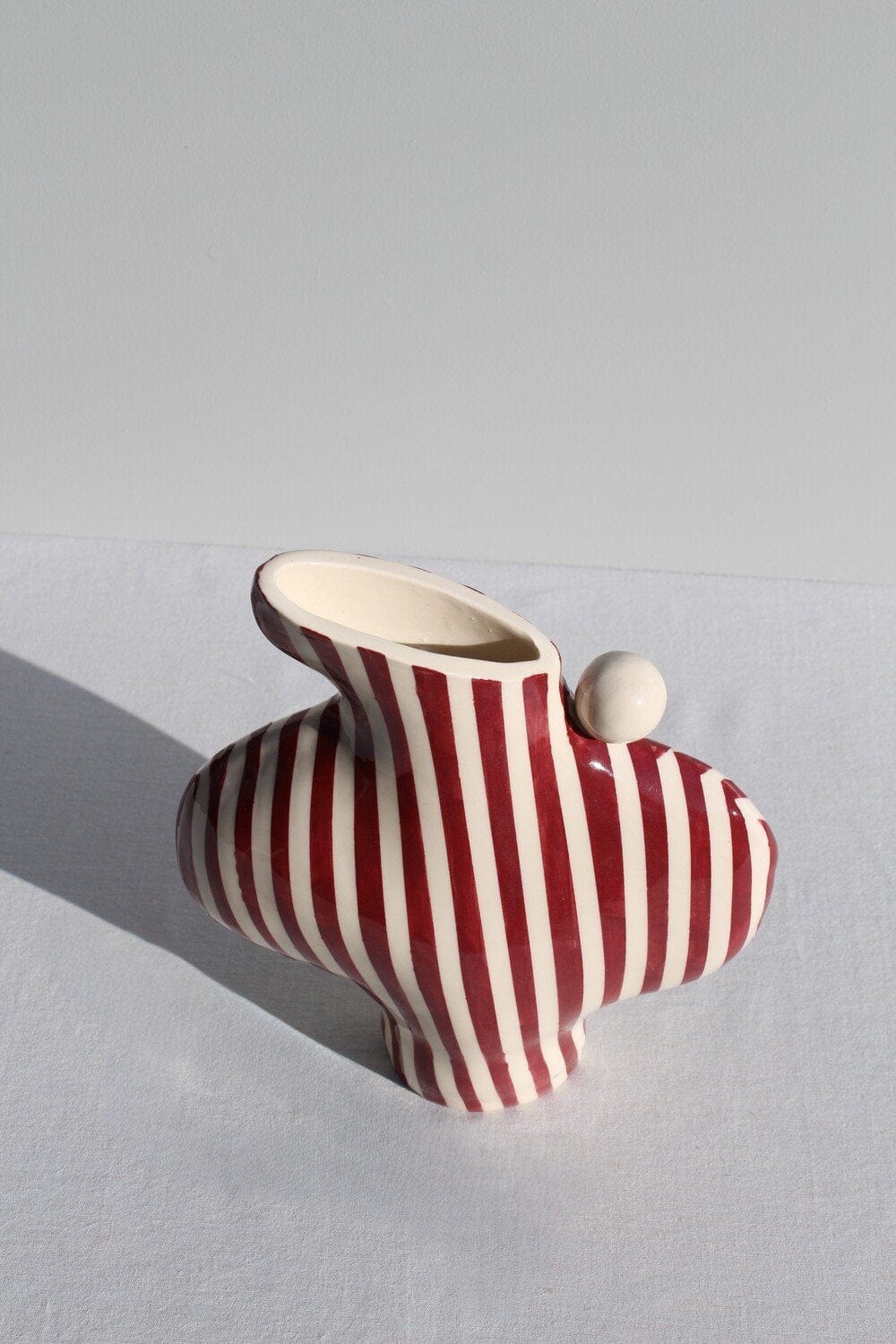 Burgundy Striped Vessel