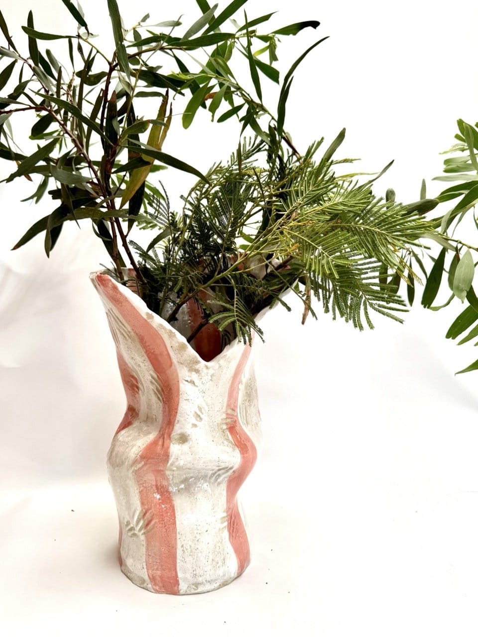 Tall Crush Vase 'White Pink'